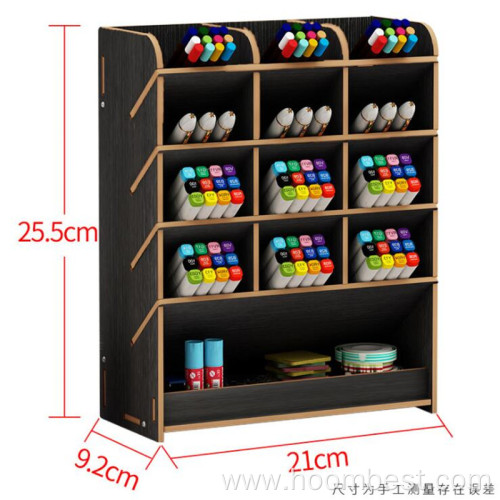 Wood Desktop Stationery Storage with 9 Compartments